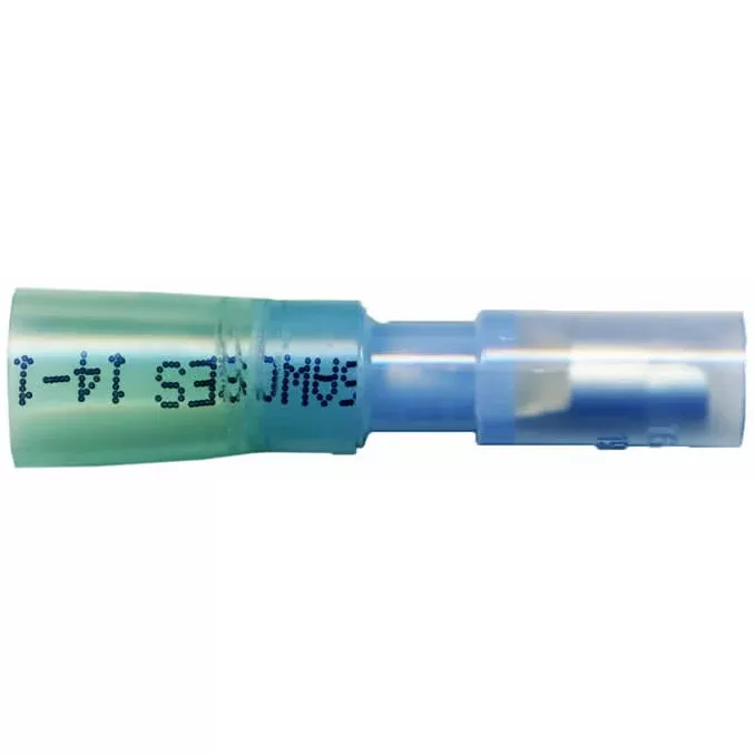Heat Shrink & Crimp Blue Female Bullet Connector 16-14 Gauge .156 Tab - 10 to 500 Pack