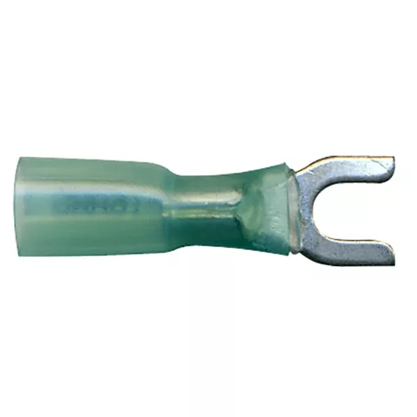 Heat Shrink & Crimp Blue Spade Terminal 16-14 Gauge #10 Stud - 10 to 500 Pack