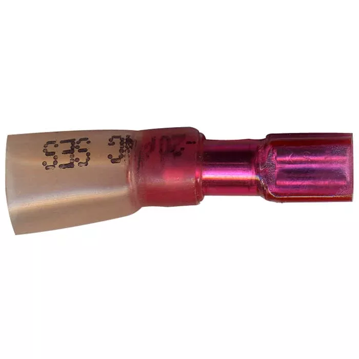 Heat Shrink & Crimp Red Fully Insulated Female Quick Disconnect 22-18 Gauge .110 Tab - 10 to 500 Pack