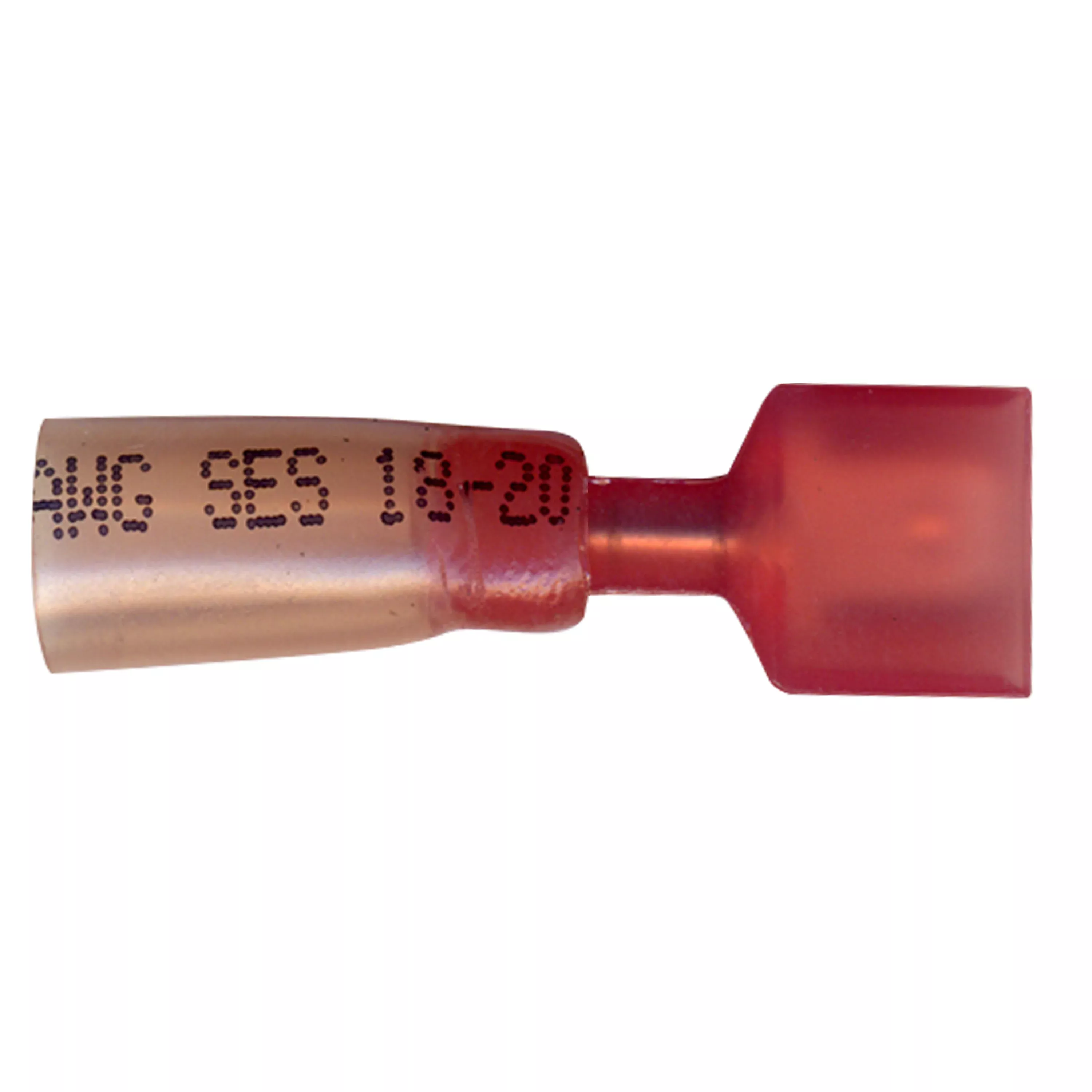 Heat Shrink & Crimp Red Fully Insulated Male Quick Disconnect 22-18 Gauge .187 Tab - 10 to 500 Pack