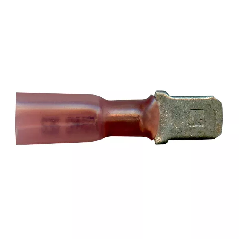 Heat Shrink & Crimp Red Male Quick Disconnect 22-18 Gauge .250 Tab - 10 to 500 Pack
