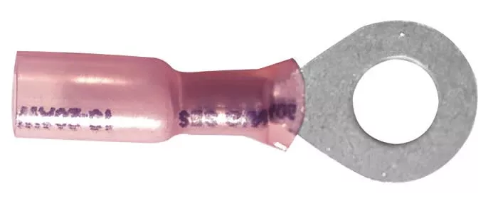 Heat Shrink & Crimp Red Ring Terminal 22-18 Gauge 1/4 Stud - 10 to 500 Pack