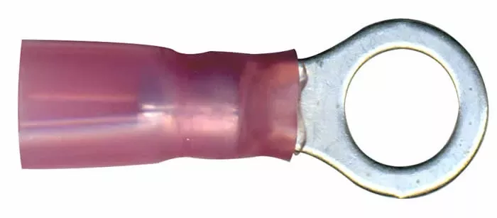Heat Shrink & Crimp Red Ring Terminal 8 Gauge 3/8 Stud - 10 to 500 Pack