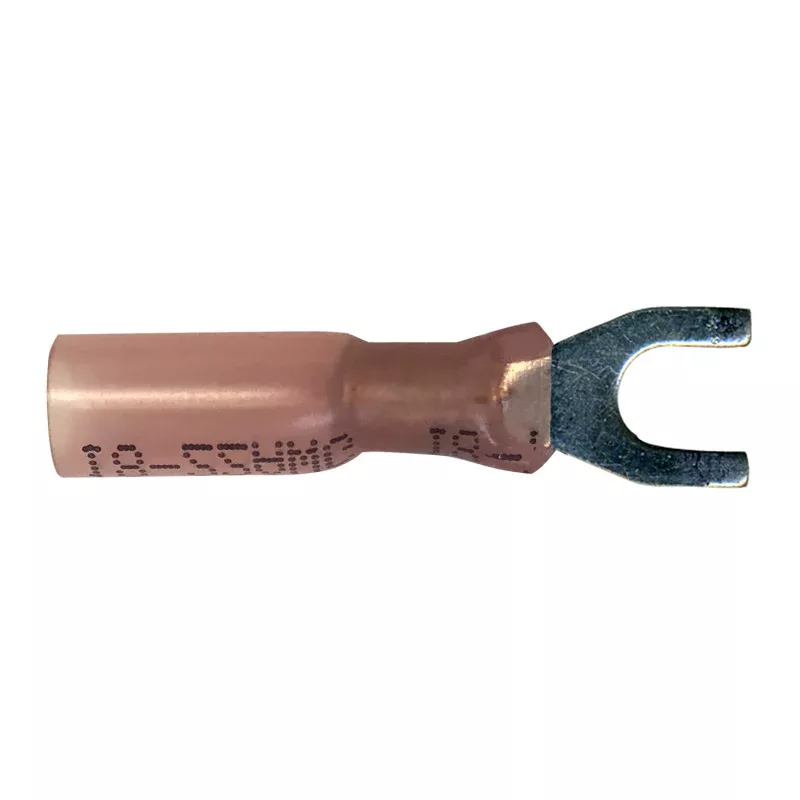 Heat Shrink & Crimp Red Spade Terminal 22-18 Gauge #8 Stud - 10 to 500 Pack