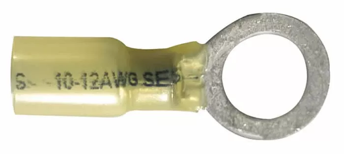 Heat Shrink & Crimp Yellow Ring Terminal 12-10 Gauge 3/8 Stud - 10 to 500 Pack