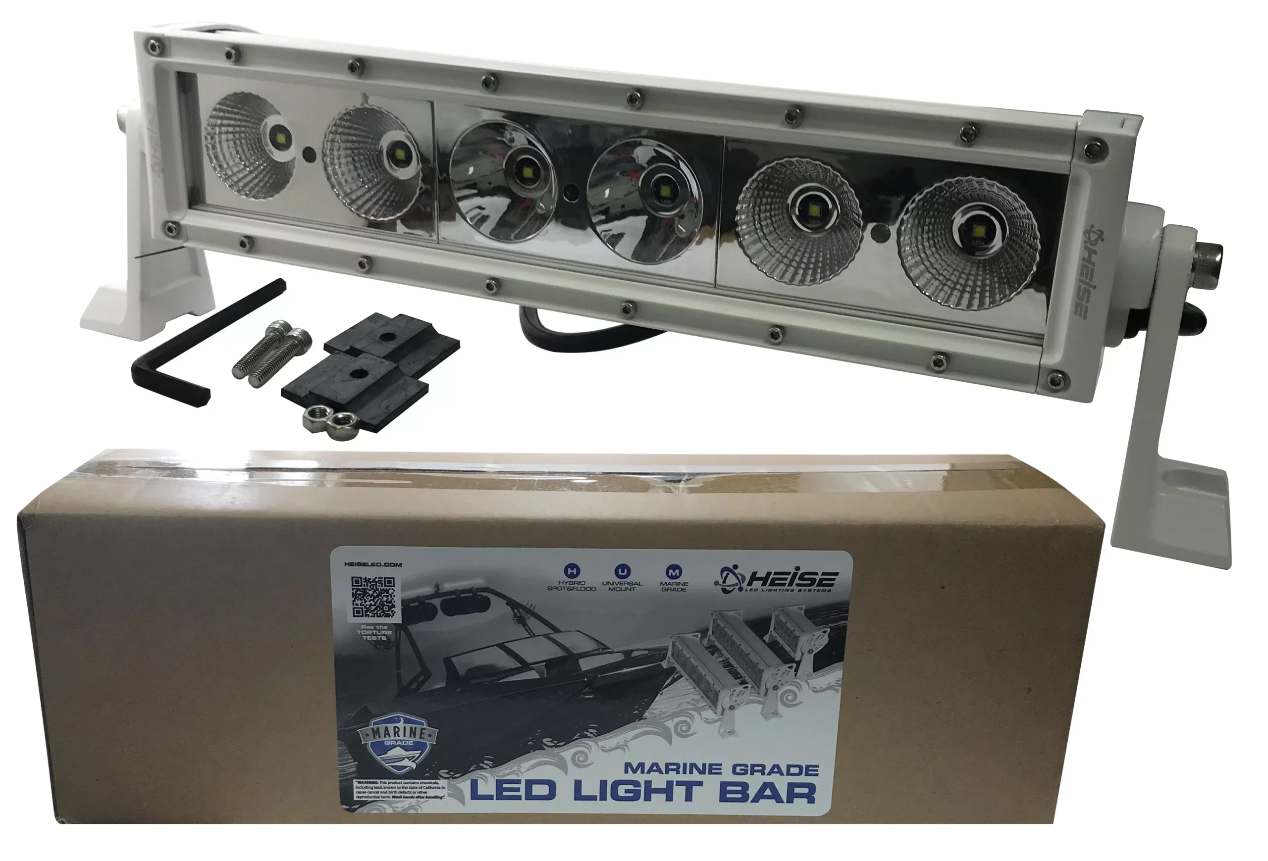 Heise 14" White Single Row LED Marine Light Bar - 1 or 2 Pack