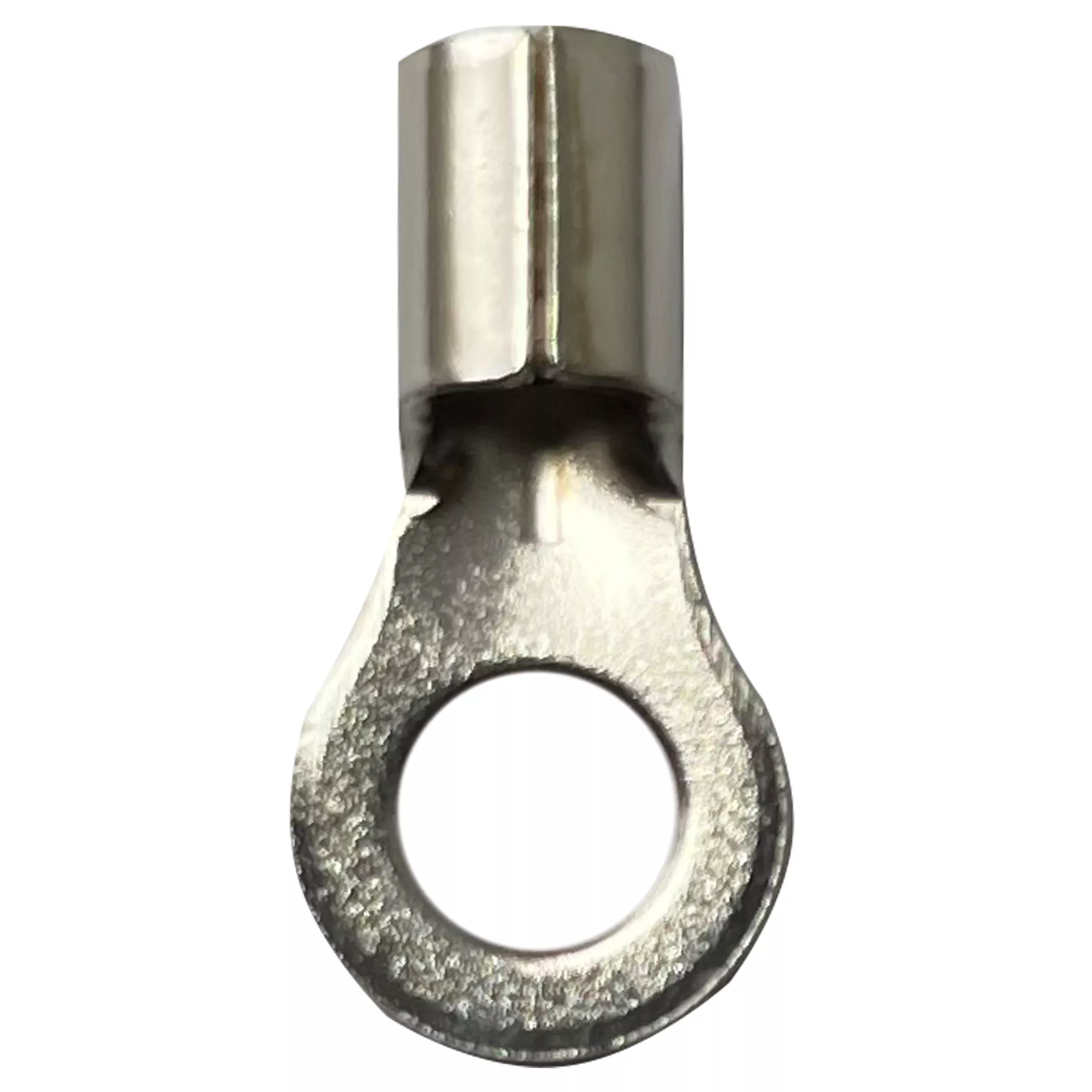 High Temperature Ring Terminals - 8 AWG, 1/4" Stud, Crimp, Non-Insulated, Nickel-Plated Steel - Made in USA - 100 Pack