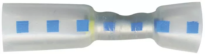 Hydralink Clear Heat Shrink & Crimp 2-1 In-Line Butt Connector 16-14 Gauge Blue Dash - 5 or 50 Pack
