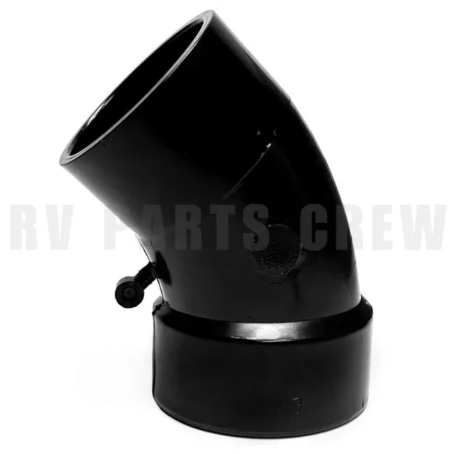 Jayco RV 45 Degree Elbow Pipe / Spigot 3" Black ABS 0012848