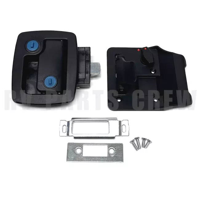 Jayco RV Entry Door Handle Lock Kit4.5" x 3.5", No Cylinders, Black 0284016