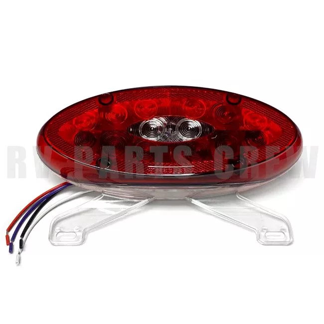 Jayco RV Red Oval Tail Light With License Bracket 9.5" x 4" LED 4-Wire 0317628