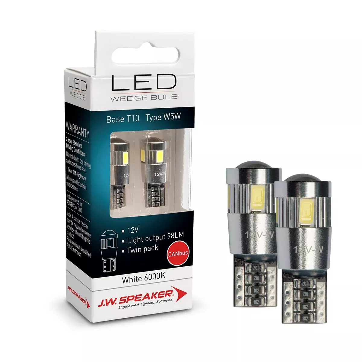JW Speaker LED W5W / T10 CANBUS Wedge Kit 12V 6000K 98lm (Pair)
