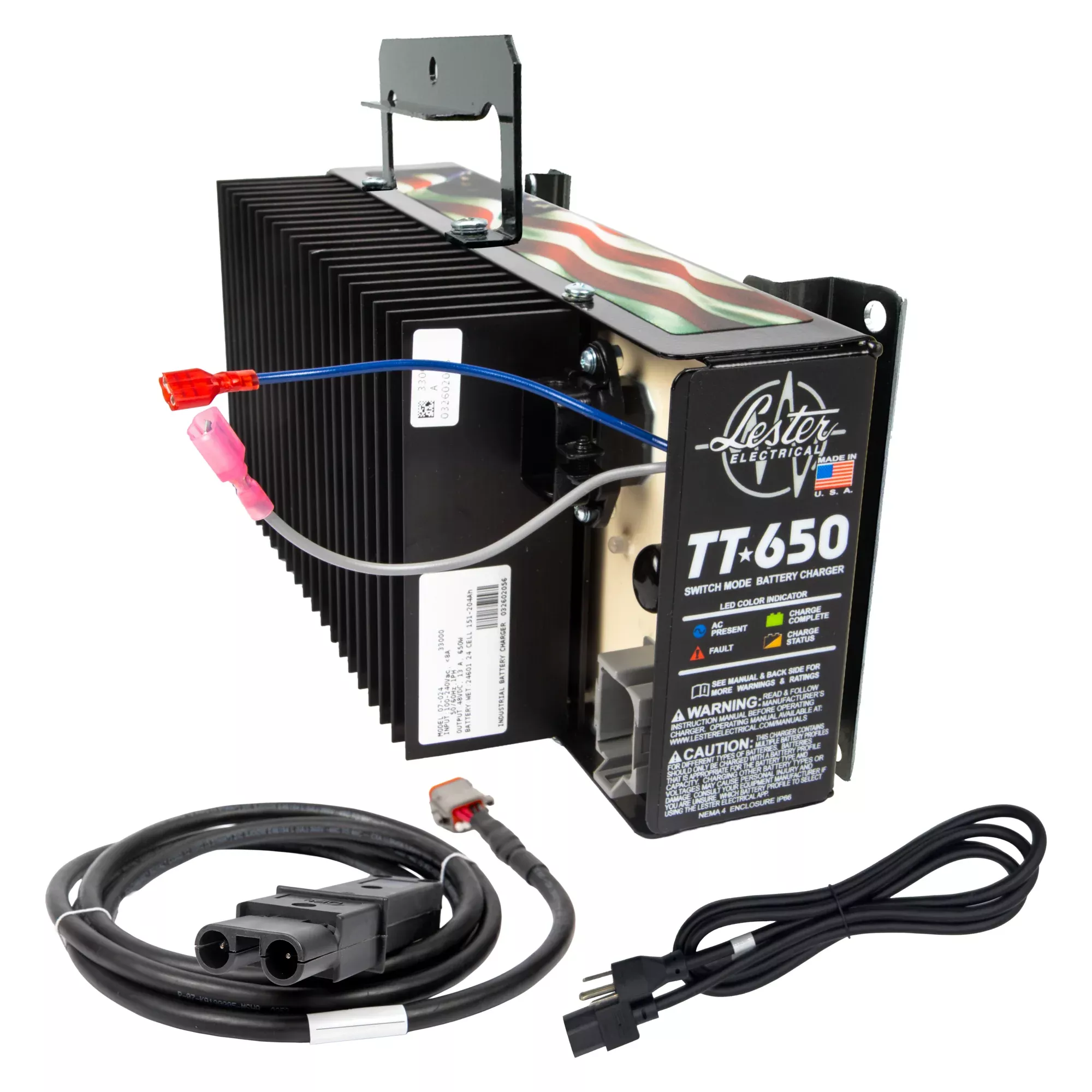 Lester TT-650W 48V Battery Charger with 2-Pin Cord for Yamaha G19 & G22