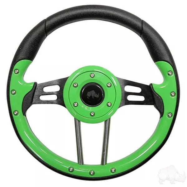 Lime Green 13" Aviator 4 Golf Cart Steering Wheel with Adapter Hub