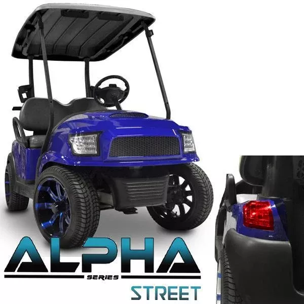 MadJax Blue Alpha Body Kit for Club Car Precedent - Street Style Grill & LED Lights