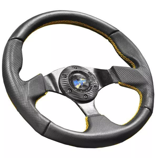 Madjax Burnout Golf Cart Steering Wheel – 13" with Yellow Stitching & Carbon Fiber Accent