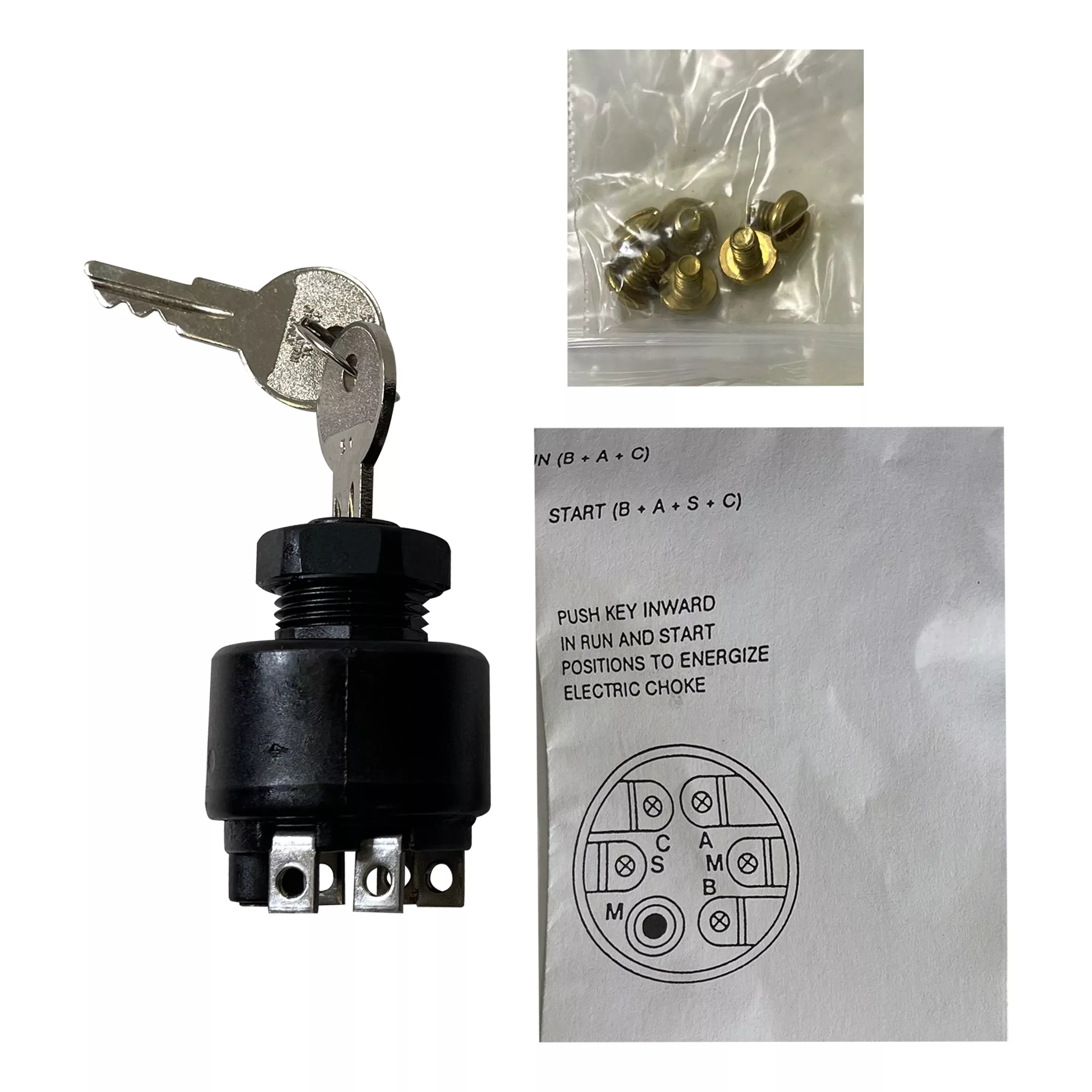 Marine Ignition Switch 3 Position With Push To Choke