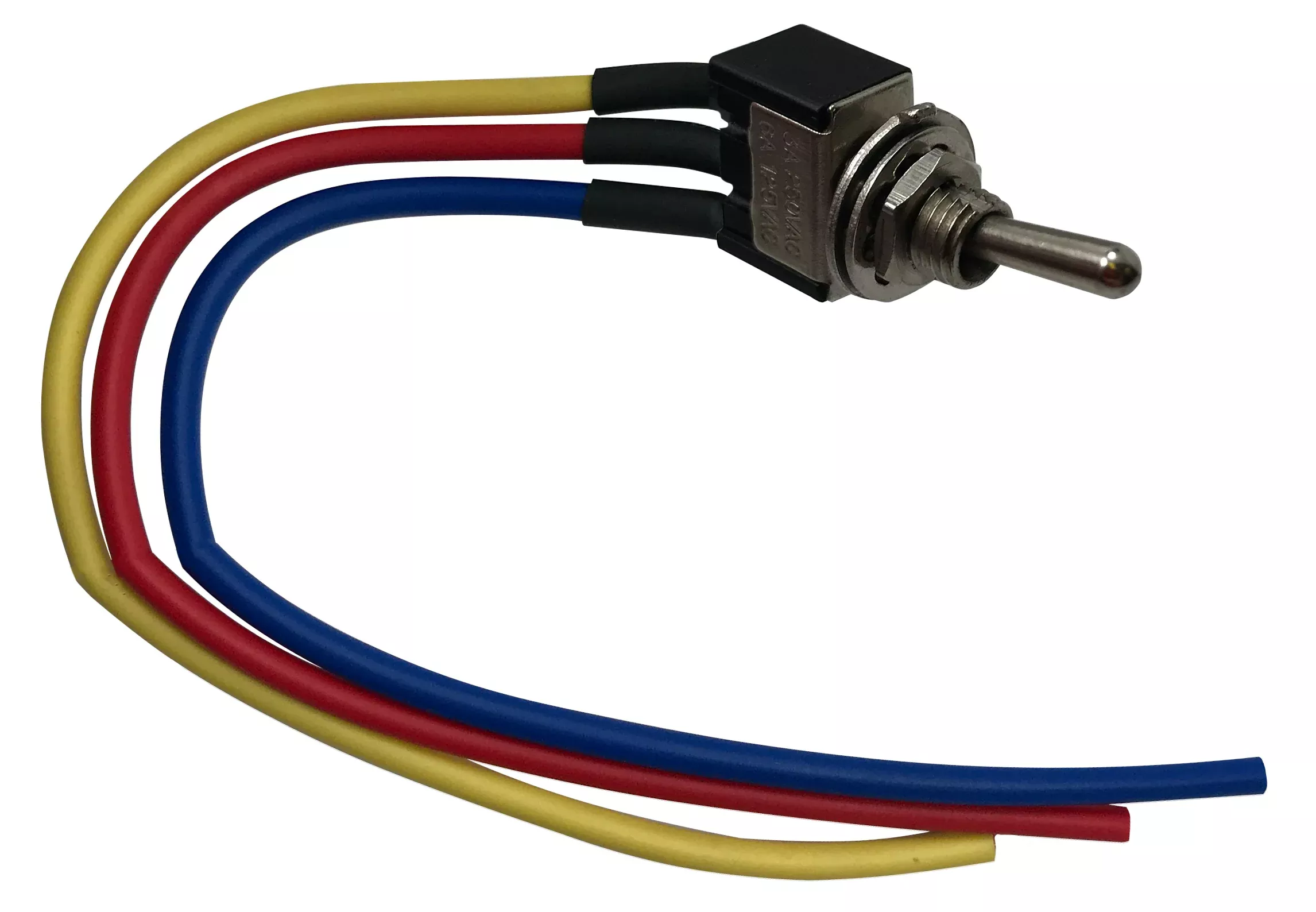 Mini Toggle Switch - ON-OFF-ON - SPDT with 6" Leads - 3A @ 250V - 1 to 10 Pack