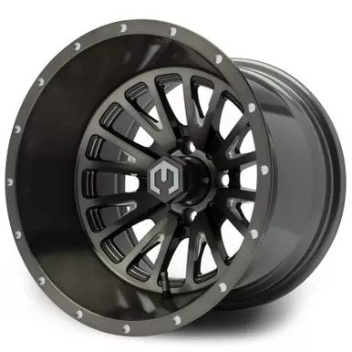 MODZ Assassin Brushed Gunmetal with Ball Mill 14" Golf Cart Wheel