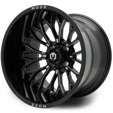 MODZ Convict Glossy Black with Ball Mill 15x10" Golf Cart Wheel