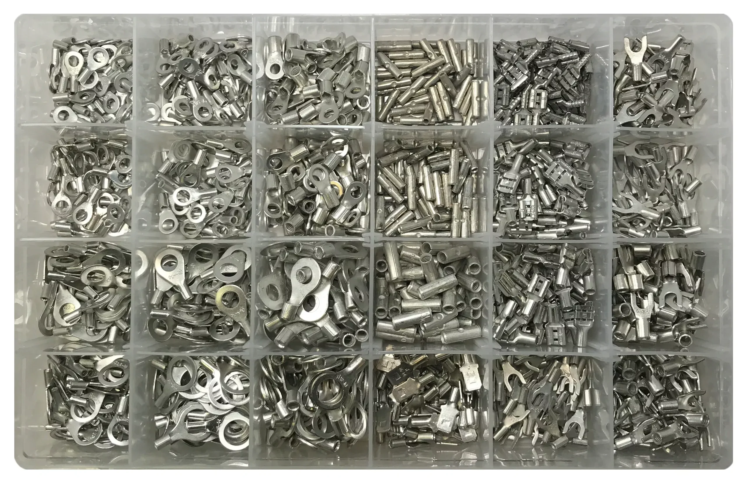 Non-Insulated Wire Terminal Connector Assortment Kit - 1200 Pieces - Made in USA