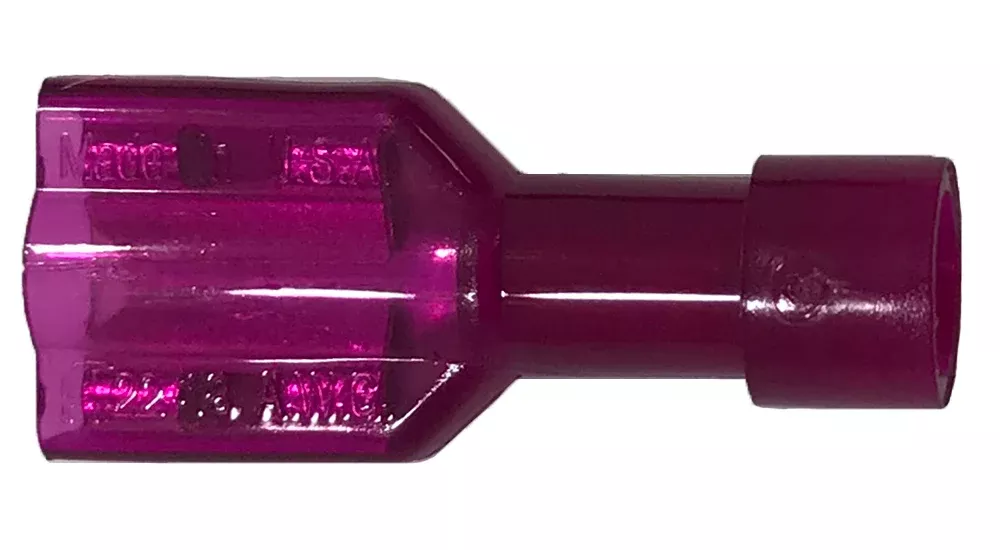 Nylon Fully Insulated Red Female Quick Disconnect Connector 22-18 Gauge .250 Tab - 100 or 500 Pack
