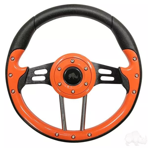 Orange 13" Aviator 4 Golf Cart Steering Wheel with Adapter Hub