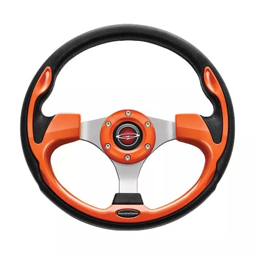 Orange Doubletake Pilot Golf Cart Steering Wheel and Adapter