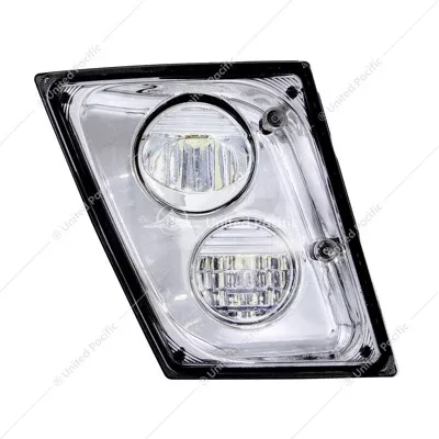Passenger 2 High Power LED Chrome Driving Light & Fog Light For 2003-2017 Volvo VNL