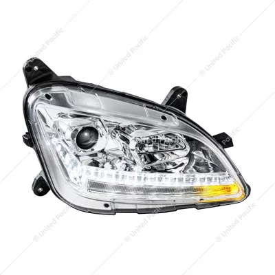 Passenger Chrome Projection Headlight With LED Sequential Turn and DRL For 2012-2021 Peterbilt 579
