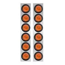 Peterbilt 379, 388, 389 Front 13" Air Cleaner Light Panels with 6 Amber Round LED 2” Lights
