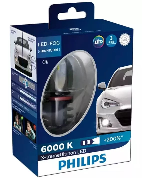 Philips LED Fog Retro Fit Globe H8 H11 H16 12V 6200K