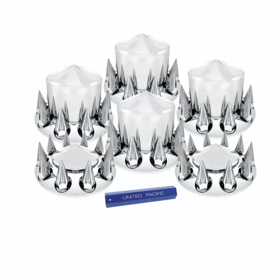 Pointed Axle Cover Combo Kit With 33mm Spike Nut Covers & Nut Cover Tool - Chrome