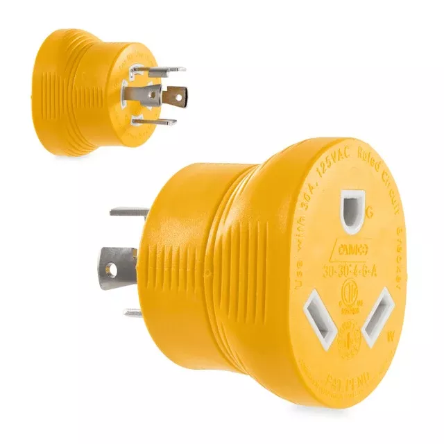 Power Grip Generator Adapter, 30-Amp Locking 4-Prong Male to 30-Amp Female, 10/3-Gauge Wires