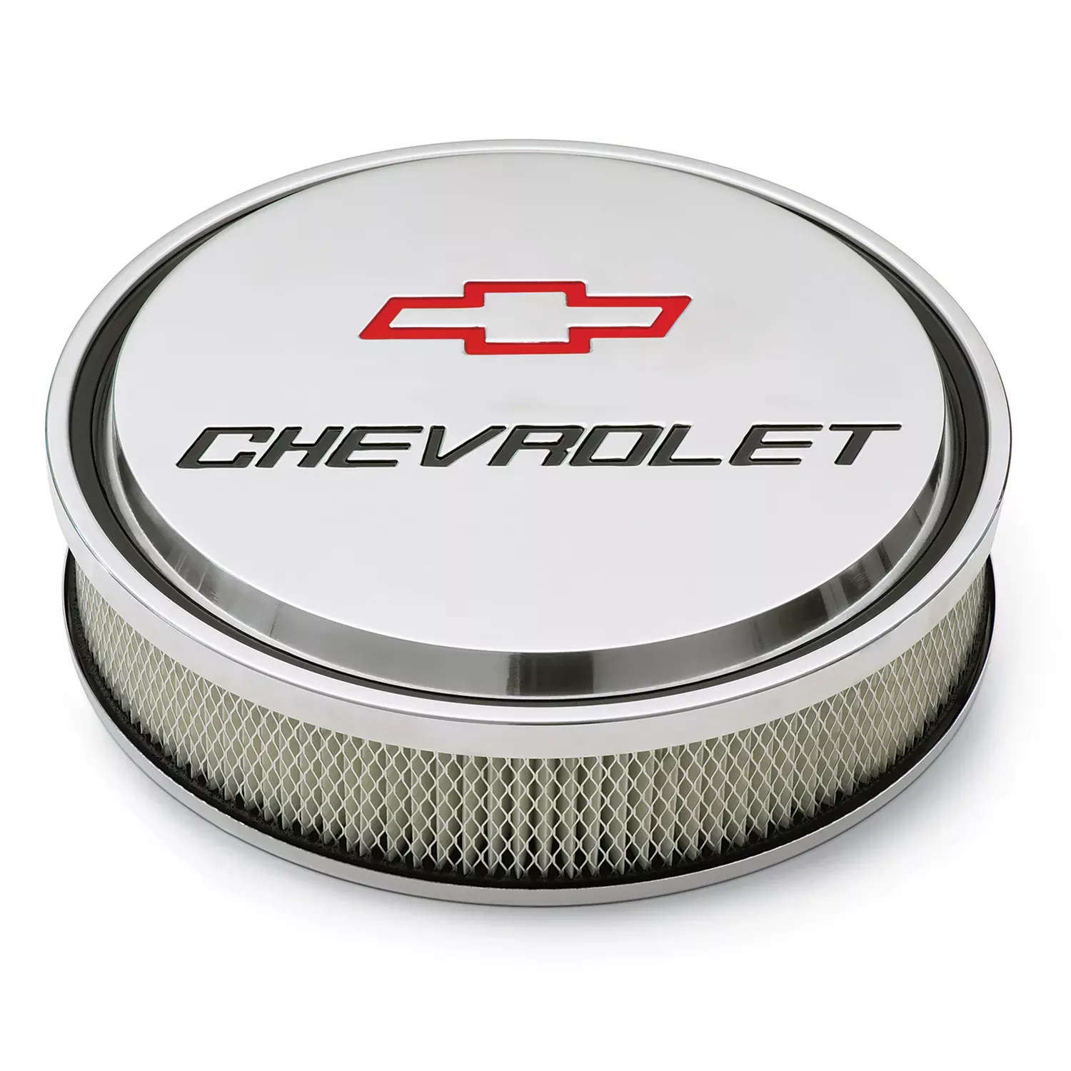 Proform 141-833 Slant Edge Compatible with/Replacement for Chevy Bowtie 14" Air Cleaner Polished Recessed Logo