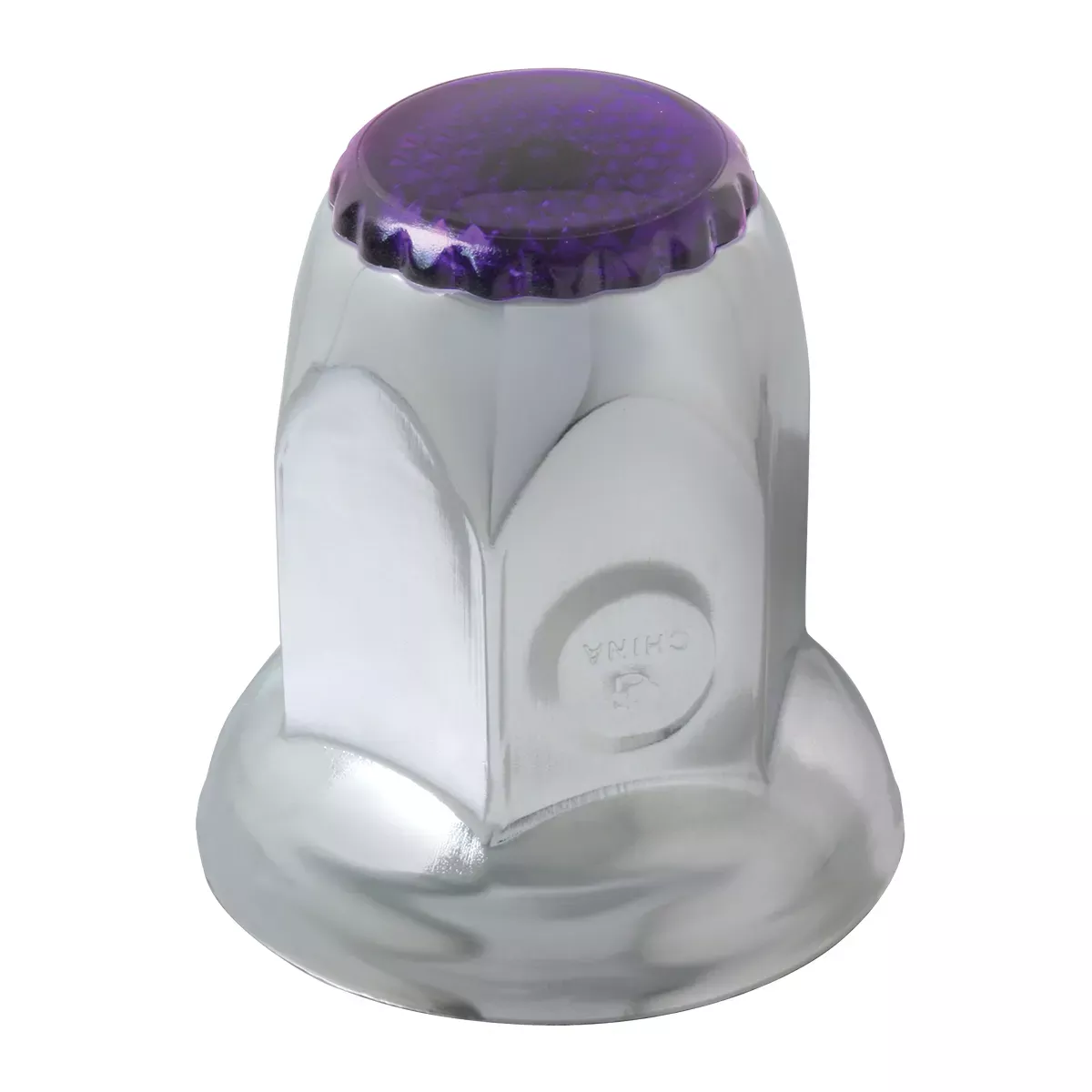 Purple Chrome Steel Reflector Push-On Lug Nut Cover w/ Flange