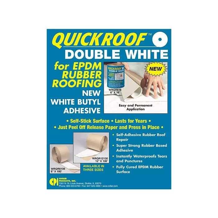 Quick Roof 12″ X 100′ White/White Back EPDM Roof Repair
