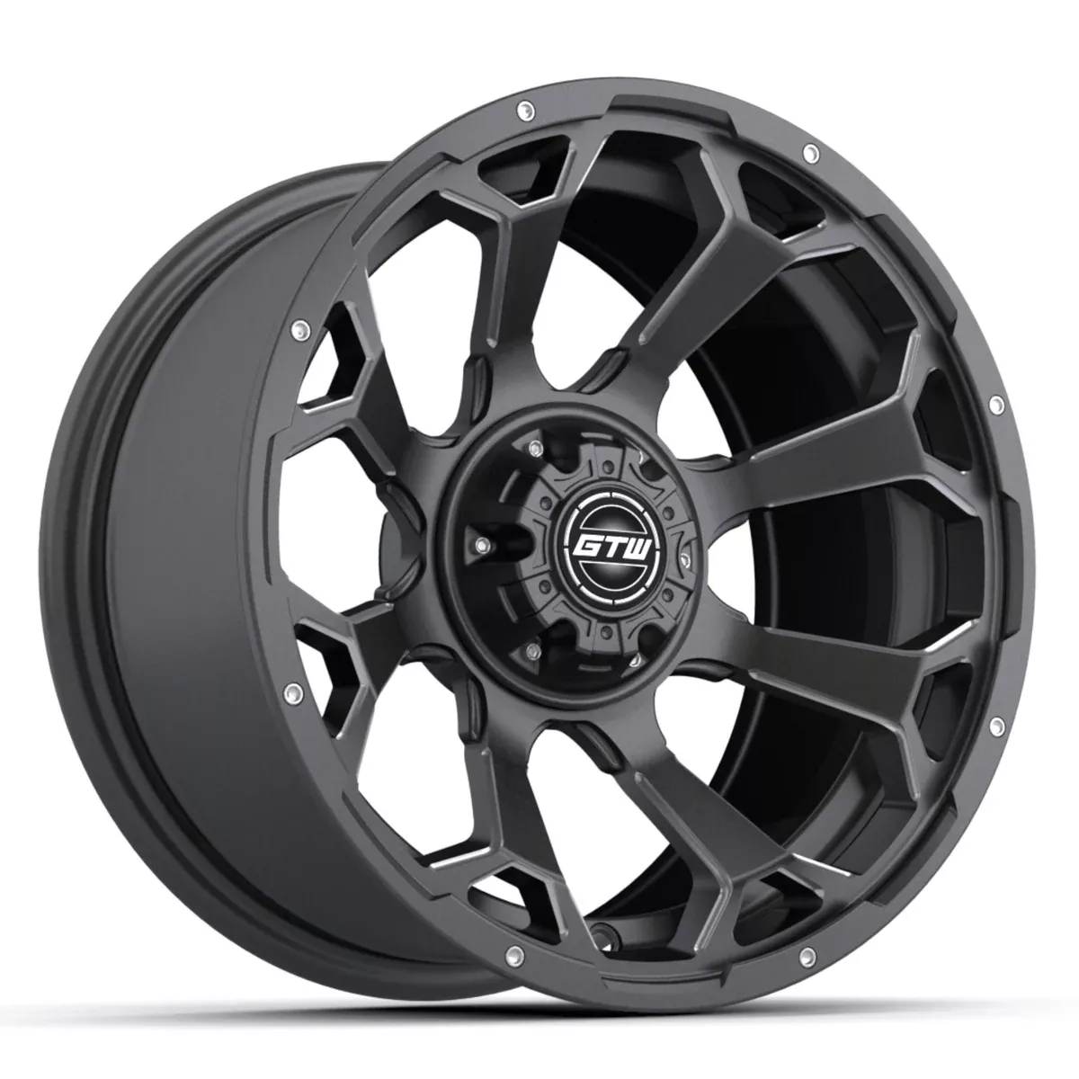 RAVEN WHEEL, 14X7, MATTE GRAY/BALL MILL
