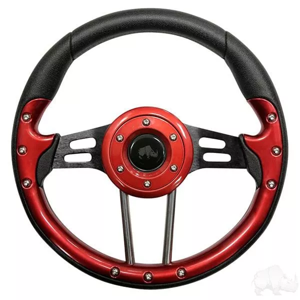 Red 13" Aviator 4 Golf Cart Steering Wheel with Adapter Hub