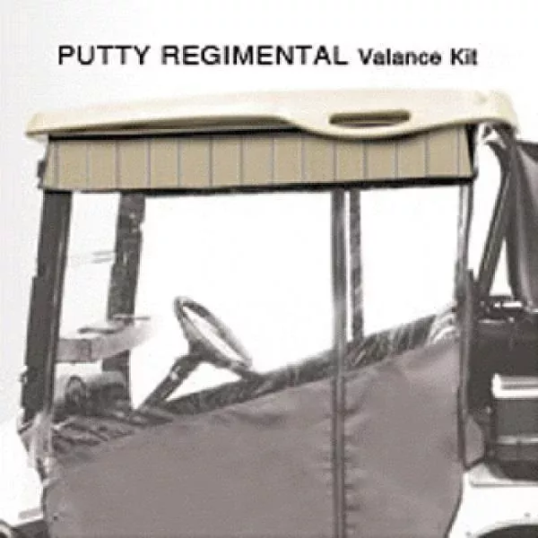 Red Dot Chameleon Valance With Putty Regimental Sunbrella Fabric For Yamaha Drive2 (Years 2017-Up)
