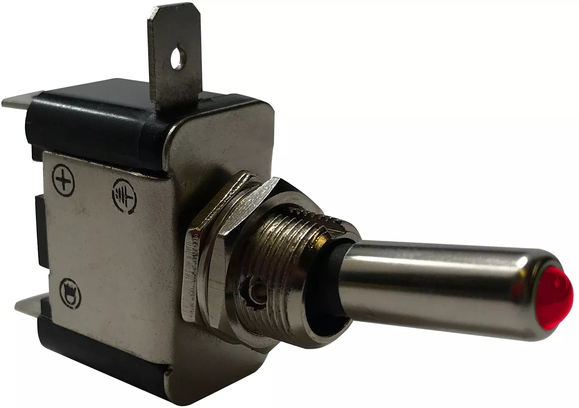 Red Heavy Duty LED Illuminated ON / OFF Metal Toggle Switch SPST - 20 Amps @ 12 Volts