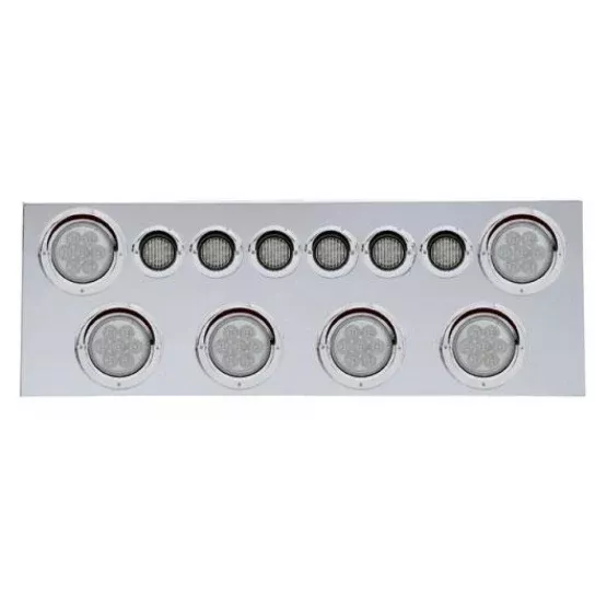 Red LED/Clear Lens Rear Center Panel With 6X 7 LED 4" Reflector Lights & 6X 9 LED 2" Lights & Visors