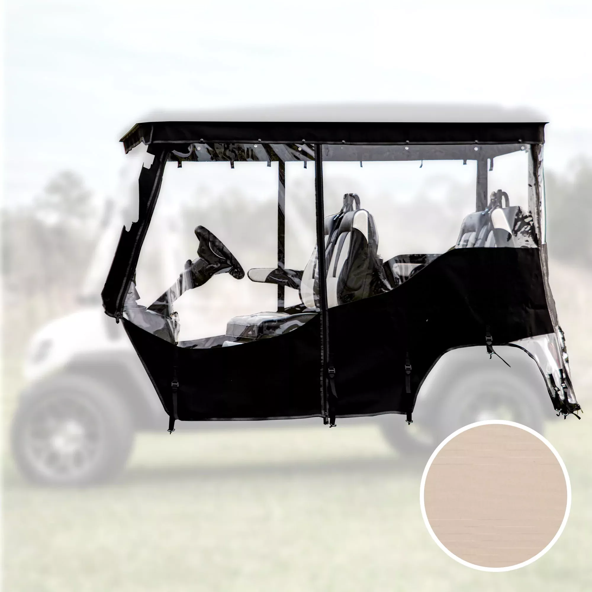 RedDot ICON i40 Linen 4 Passenger with 1F1R Seats 3-Sided Track Style Enclosure & Valance (Years 2023-Up)