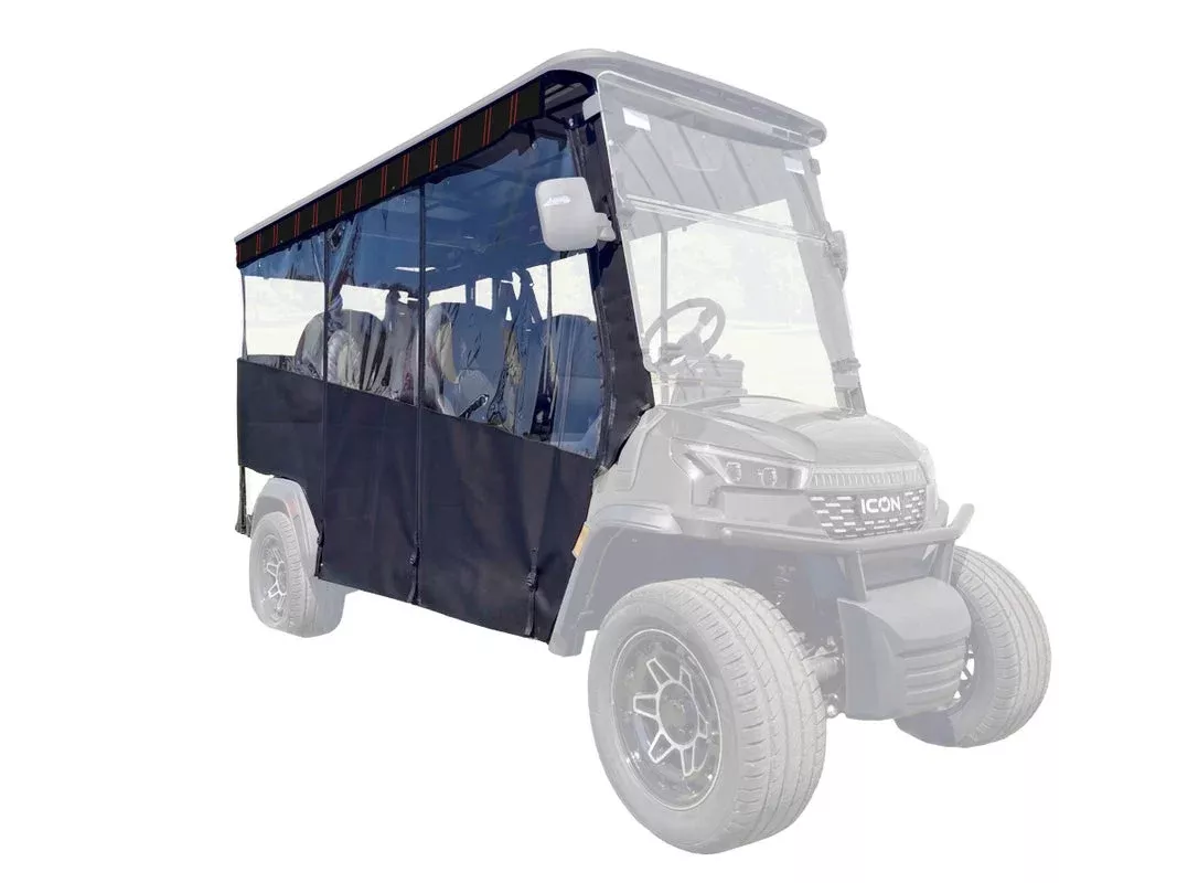 RedDot Icon i60x 6-Passenger Golf Cart Enclosure – Track Style | Black w/ Black Valance