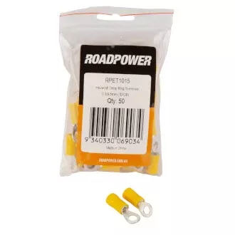 Roadpower Insulated Ring Crimp Terminal Yellow 5.0mm Eye Qty 50