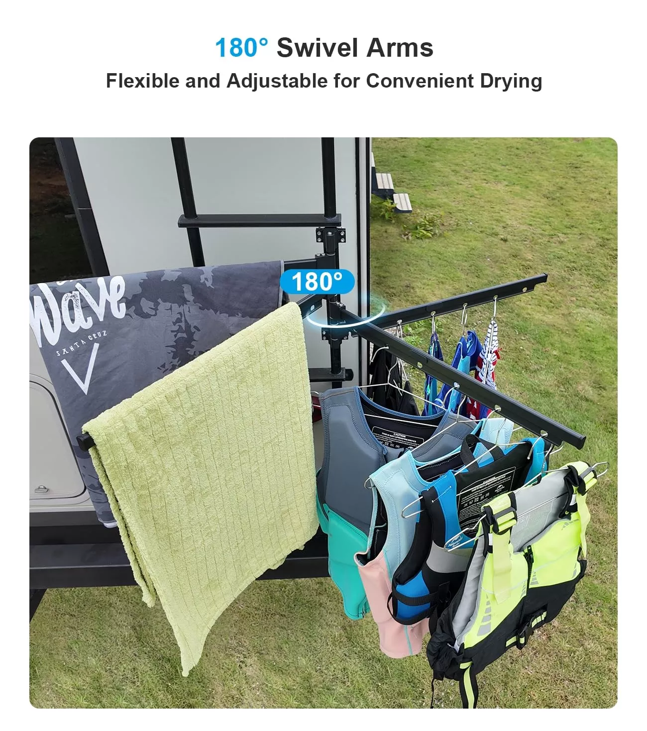 RV Aluminum Clothes Drying Rack Ladder Mounted | Safoner