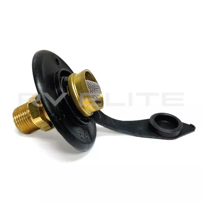 RV City Water Inlet Valve Black 1/2" NPT