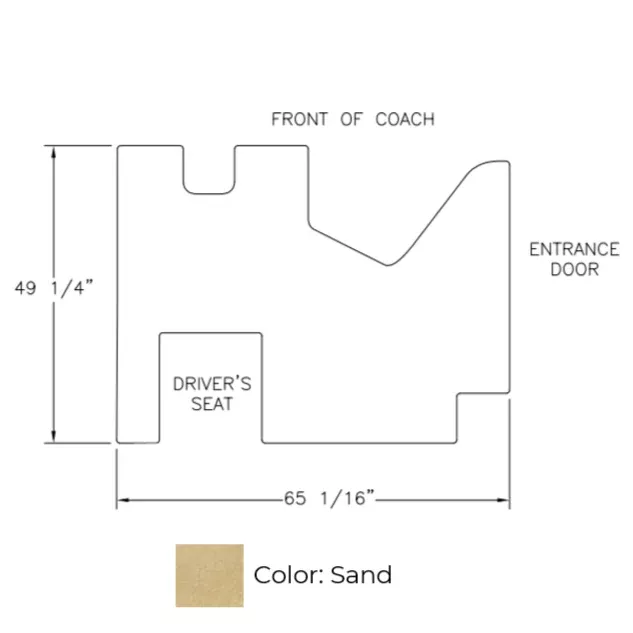 RV Cockpit Mat with Logo in Sand 65 in. x 49.25 in. (to fit Newmar 138685A)