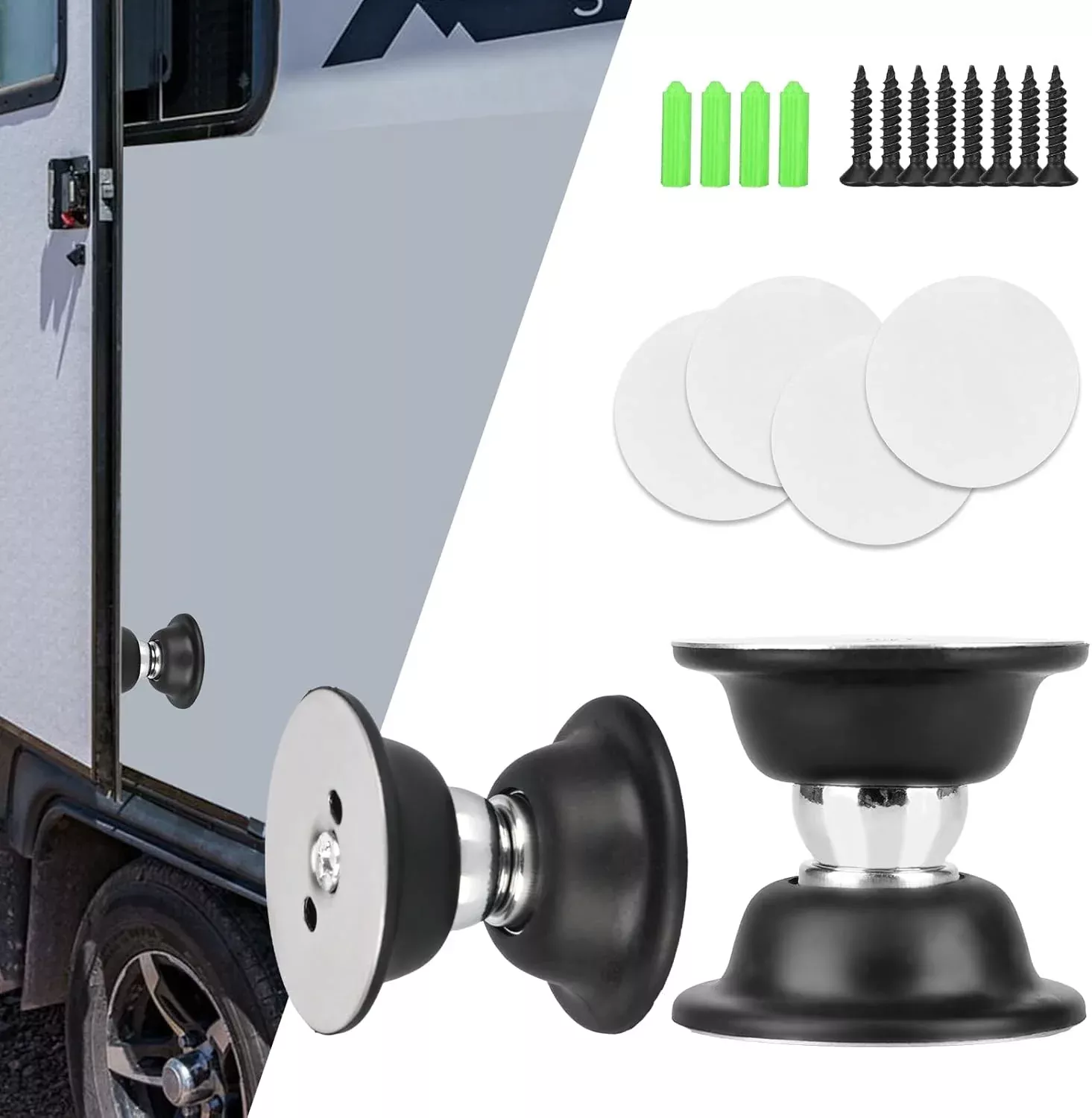 RV Magnetic Door Catch 2 Pack - Black