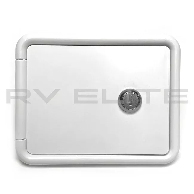 RV Water Fill Port w/ White Door & Lock 6.25" x 5"